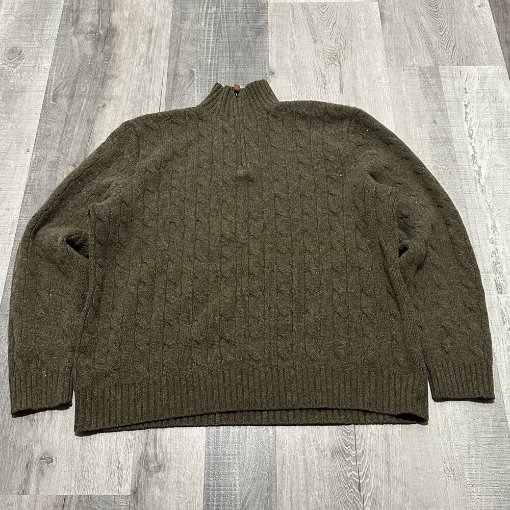 Polo Ralph Lauren Men’s X-Large Lambs Wool Cable Knit 1/4 Zip Sweater Vintage